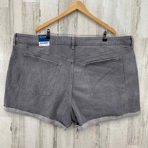Old Navy O.G. Straight Jean Shorts Women 28 Gray High Rise Rolled Hem Distressed - Picture 5 of 9